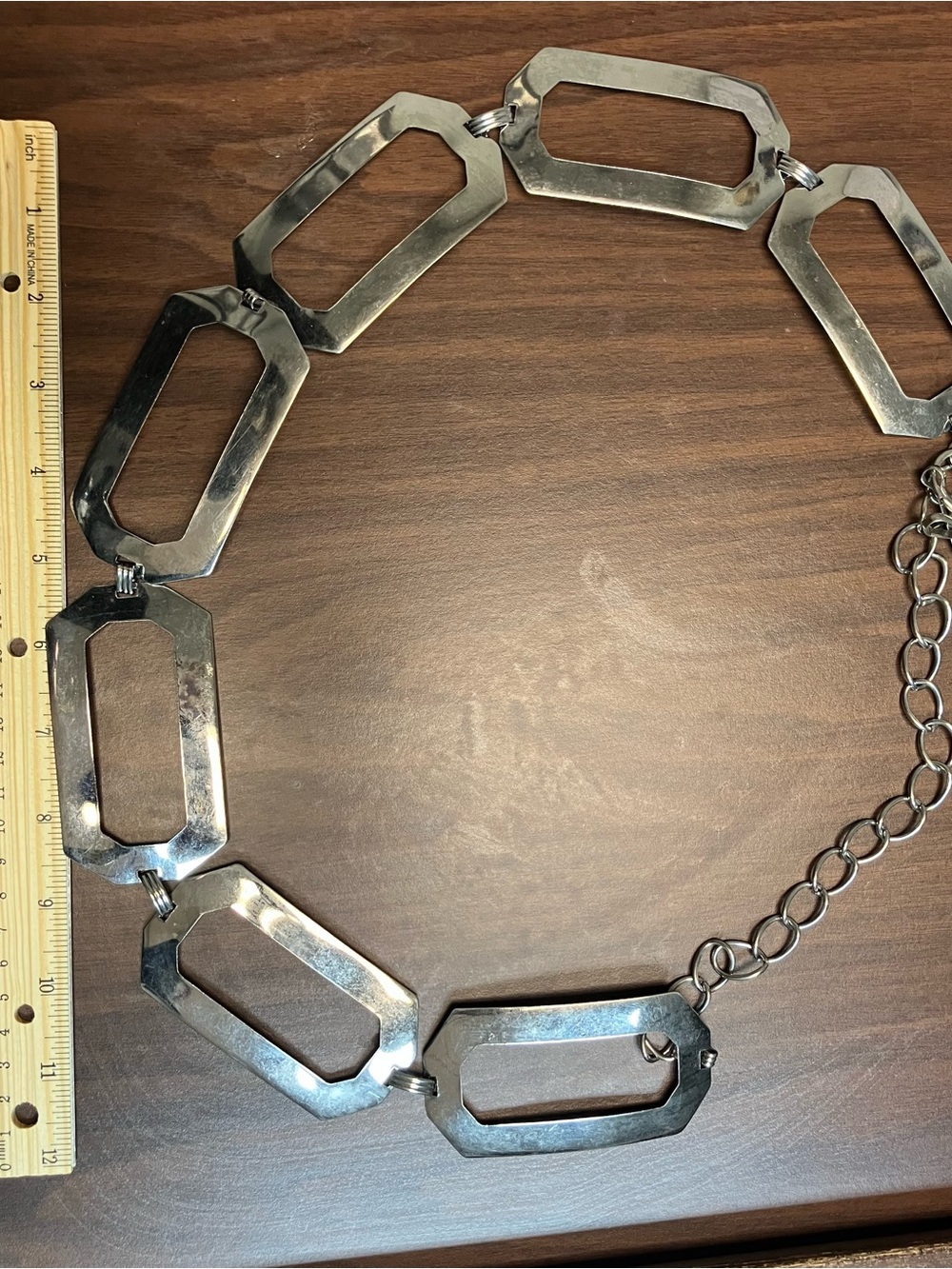 Women’s Vintage  Silver Geometric Link Chain Belt